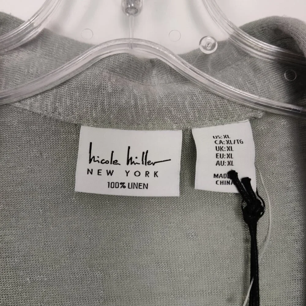 NEW Nicole Miller NY Women's Blouse Size XL Gray Linen Deep V Neck Summer Comfy - Picture 2 of 9